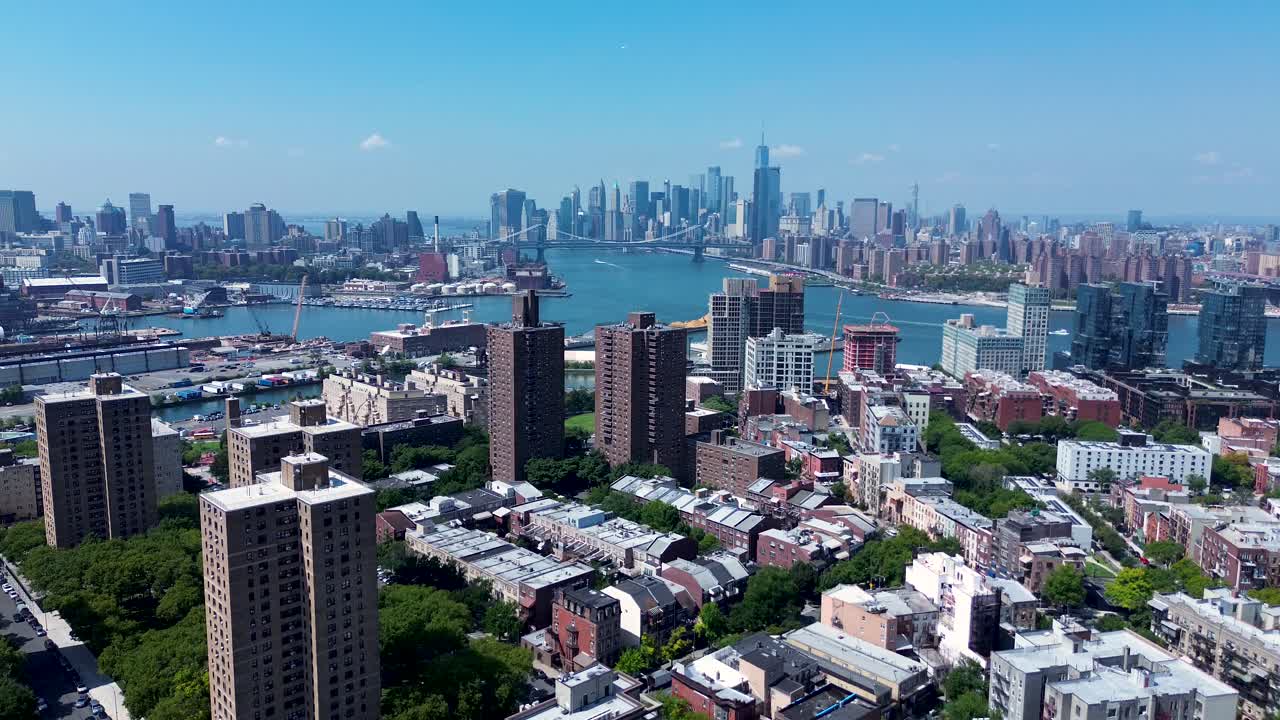 윌리엄스버그, 브루클린, 타운, 시티, 아파트 단위, 주거, 주택, 도시 인프라, 이스트 리버, 뉴욕, 맨해튼, 스카이라인, 미국, 여행, 관광