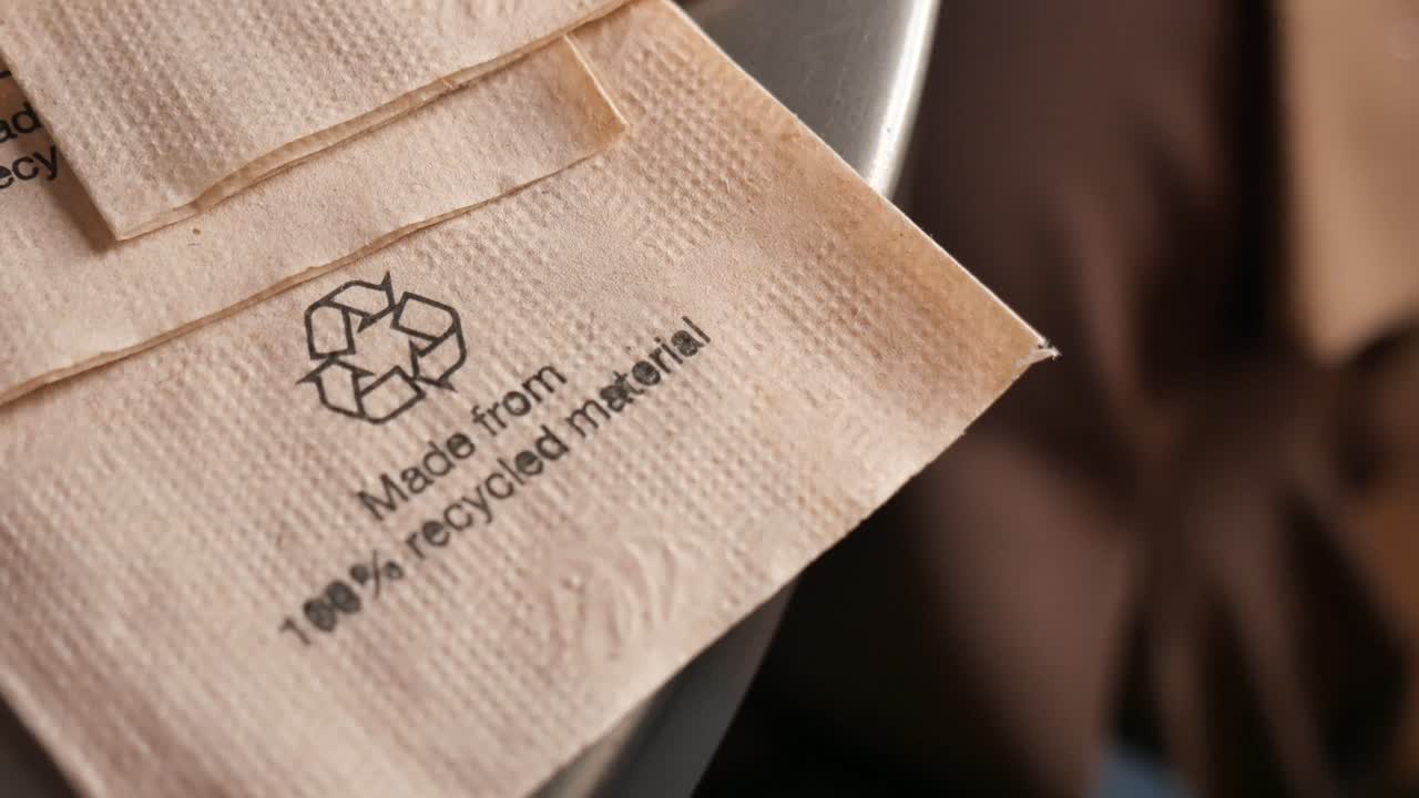 Close-up of Napkins Made from 100% Recycled Material