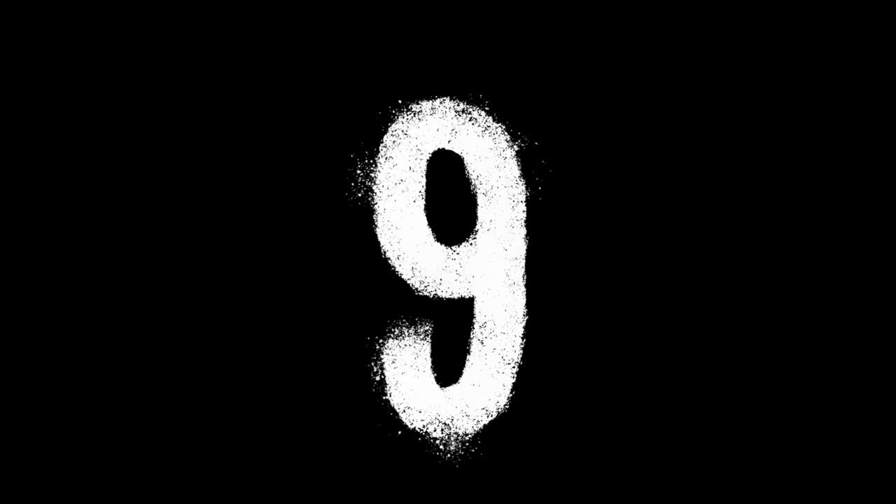 Numero 9 bianco testurizzato su sfondo nero