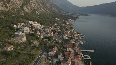 done flight over the old town of kotor in montenegro with a view of the dinaric alps
