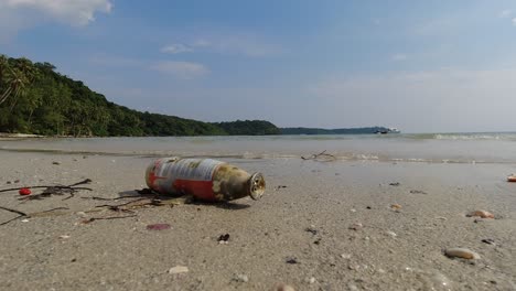 trash on sandy beach, sea life extinction, ecological disaster, ocean pollution and ecosystem