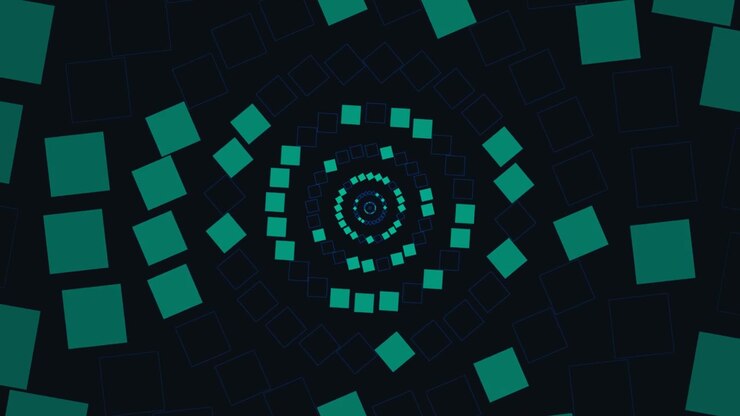 Abstract Motion Background with Rotating Teal Squares