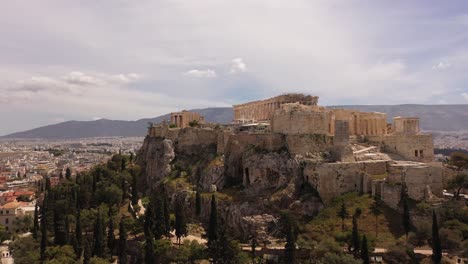 Drohnenaufnahmen-Der-Stadt-Und-Der-Akropolis-Von-Athen