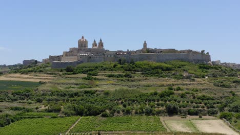 wide low angle intro beautiful reveal shot of mdina, served as the maltese island's capital from antiquity to the medieval period