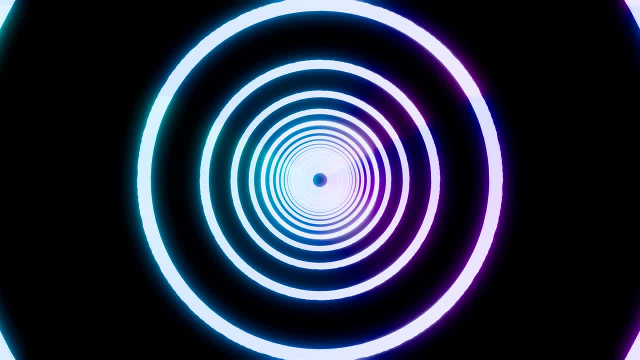 Beautiful Abstract Circle Tunnel with Blue Light Lines Moving Fast. Futuristic Tunnel with Neon Lights.3d rendering
