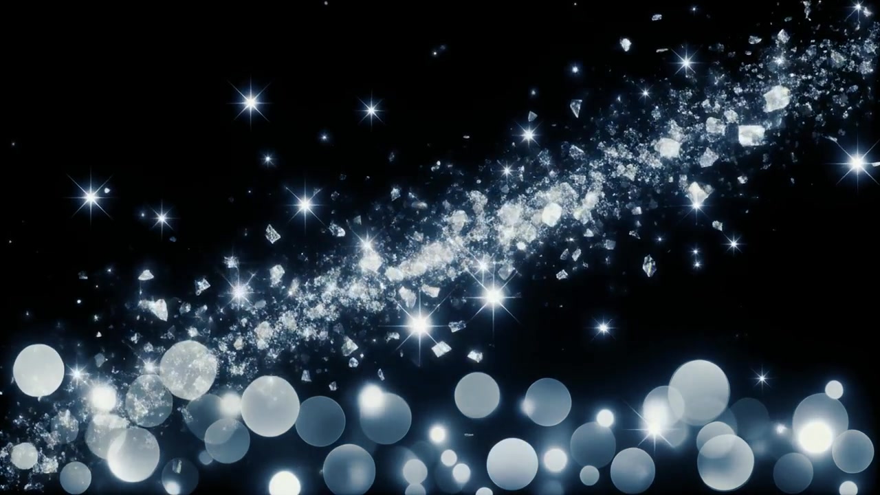 Abstract Motion Background with Floating Silver Particles and Bokeh Lights