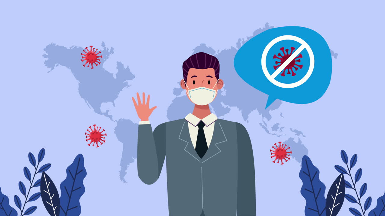 코로나19 신호 캠페인을 중단하는 사업가