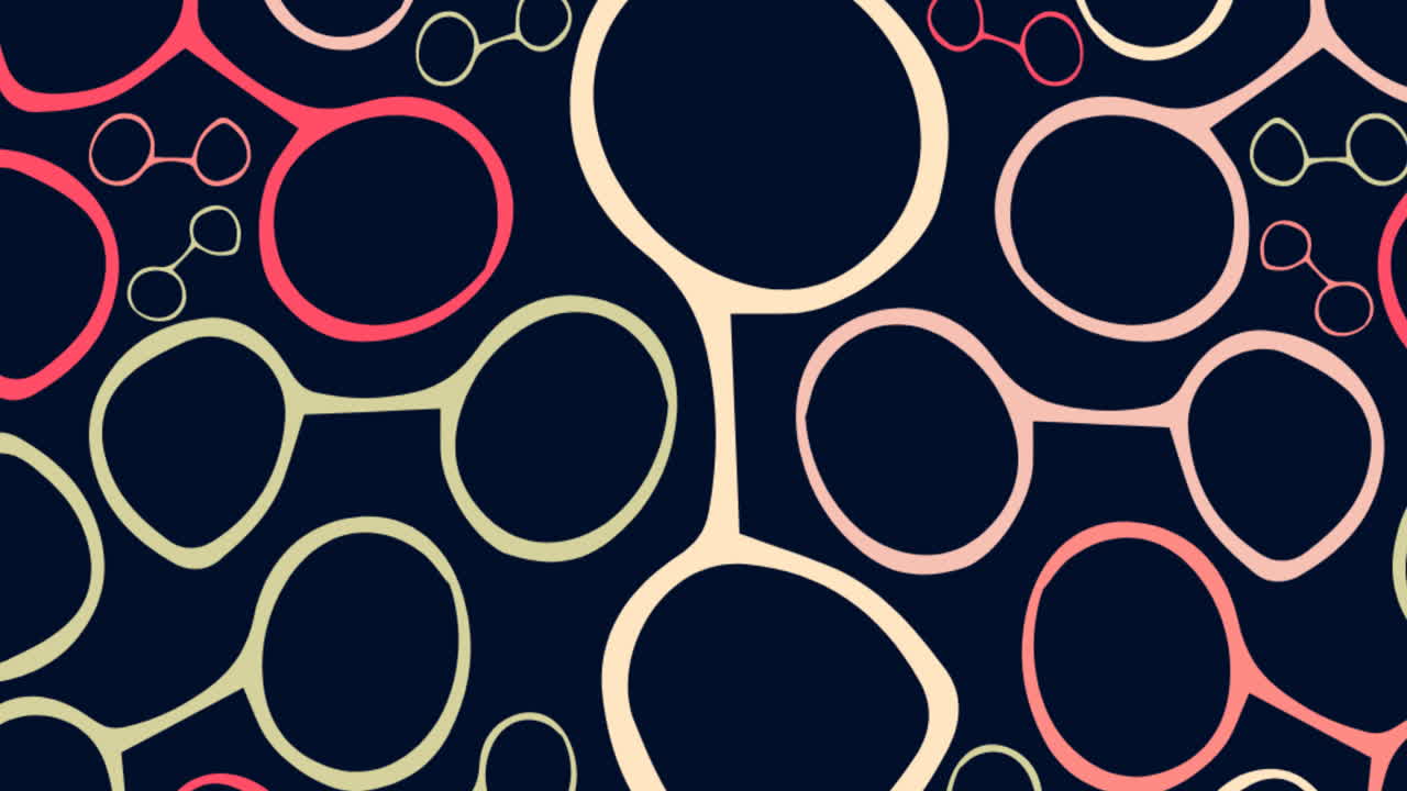 Animation of glasses over black background