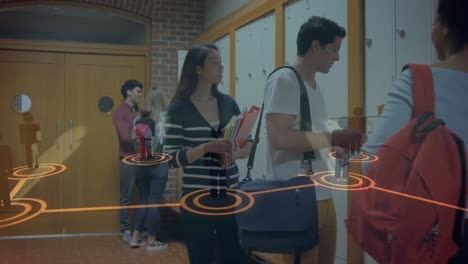 animación de la red de conexiones con las personas iconos sobre los estudiantes