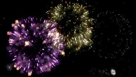 celebración saludando las partículas de fuegos artificiales el cielo nocturno movimiento de los fuegos artificiosos de fondo.