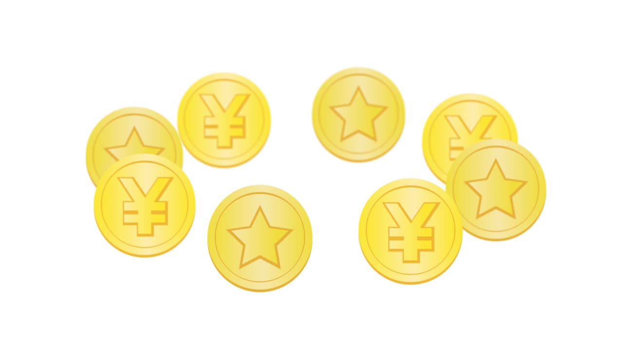 회전하는 일본 엔 동전.