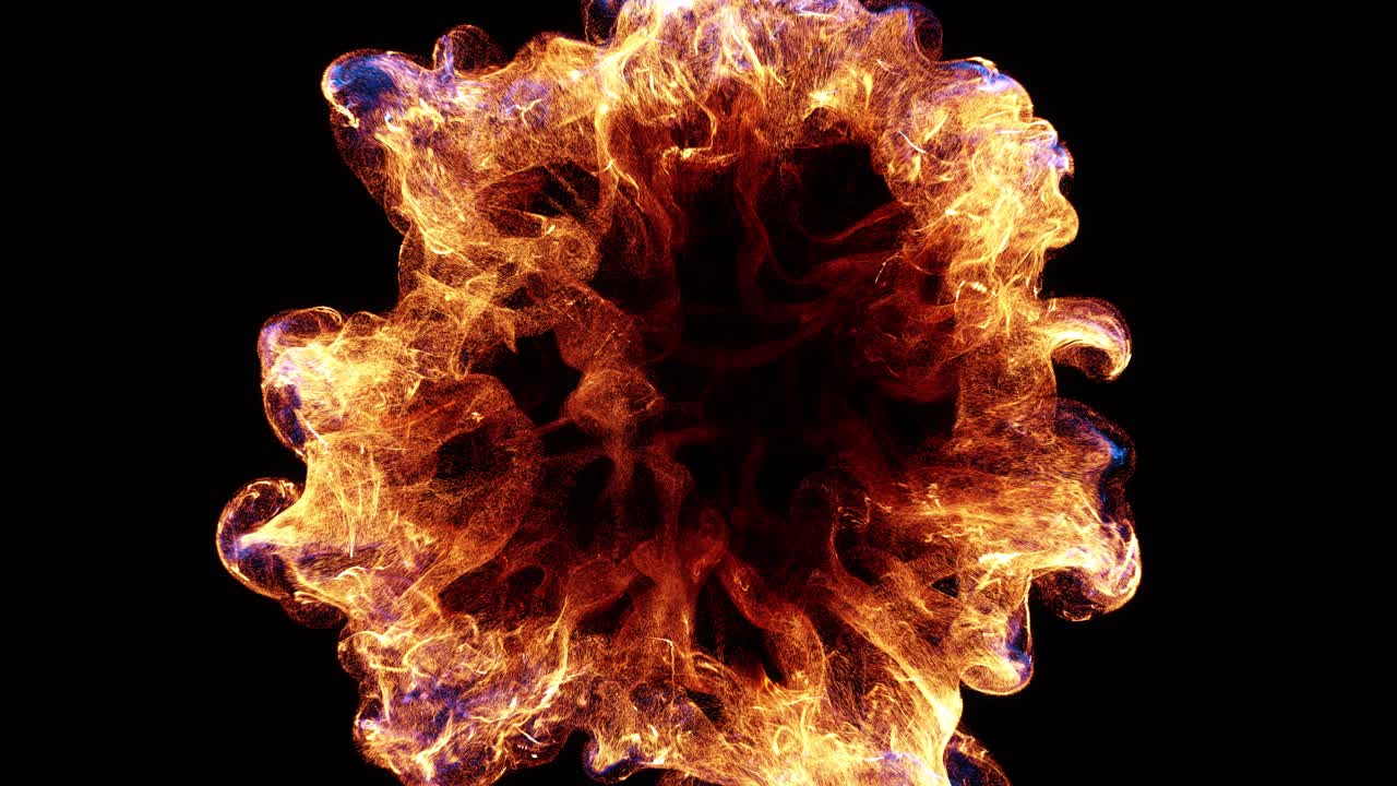 Dynamic Fiery Particle Explosion on Black Background