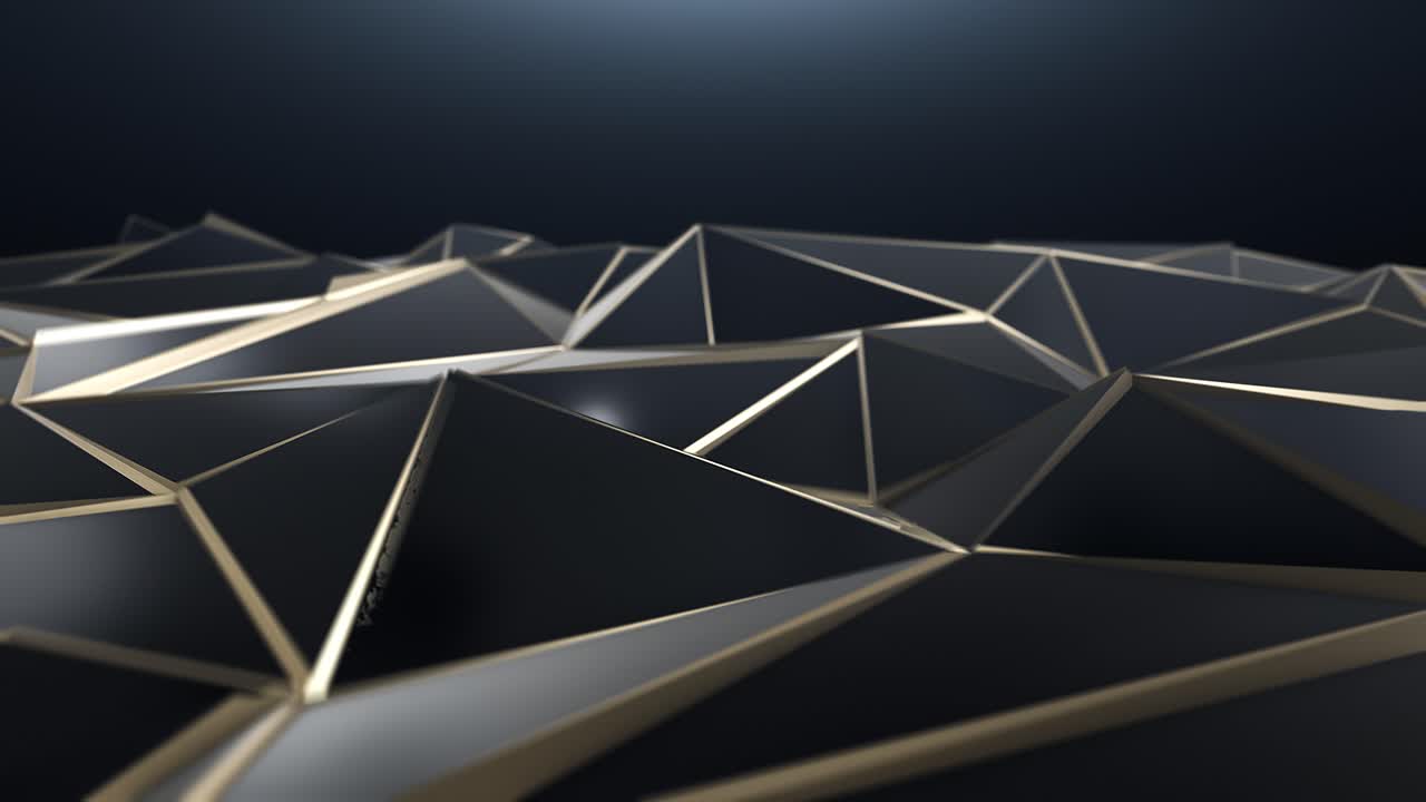 검은색과 금색의 추상적인 낮은 폴리 삼각형 배경