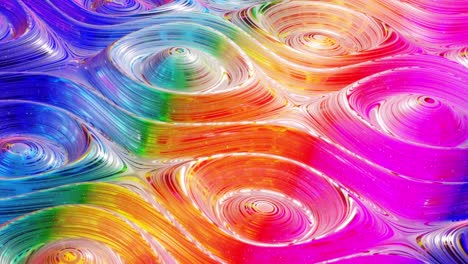 looped abstract background. beautiful iridescent wavy surface of liquid with pattern, gradient color and flow waves on it. rainbow glossy and matt fluid. creative bright bg with soft smooth animation.