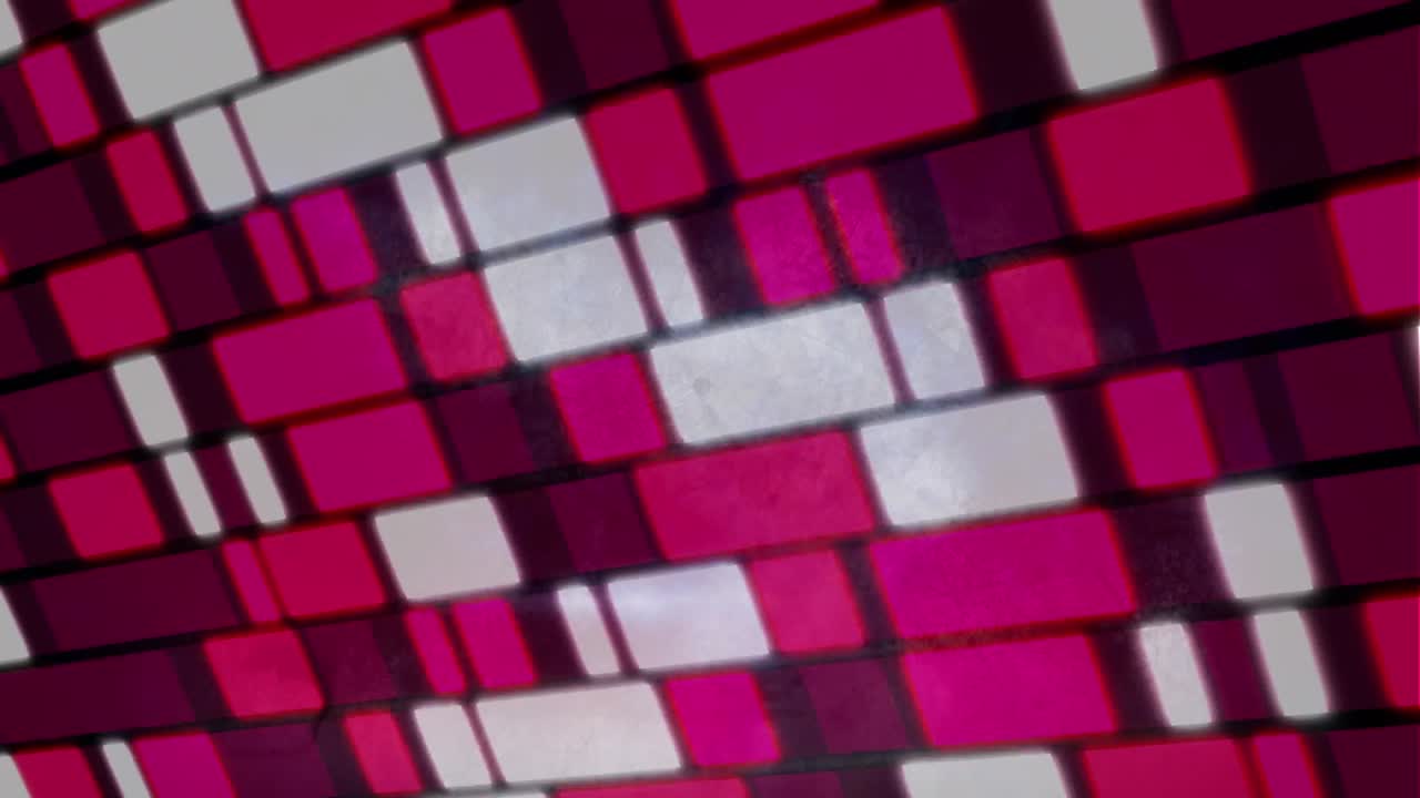 animación de formas geométricas rosadas y blancas iluminadas que parpadean sobre un fondo abstracto