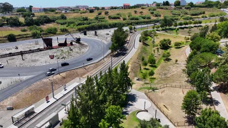 Drone-shot-of-a-roundabout