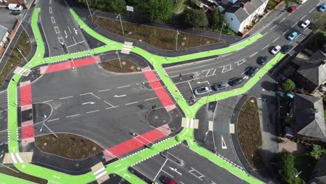 aerial view above vehicles travelling st helens cyclops traffic optimisation junction crossroad intersection