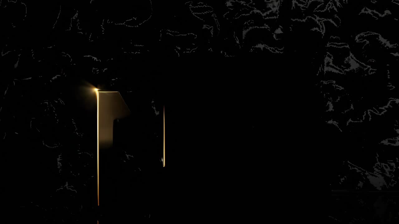 황금색 3d 글자는 빛을 발하지 않고 어두운 대리석 표면에 다양한 빛 강도를 반영하여 고급스러운 금속 디자인 개념을 반영합니다.