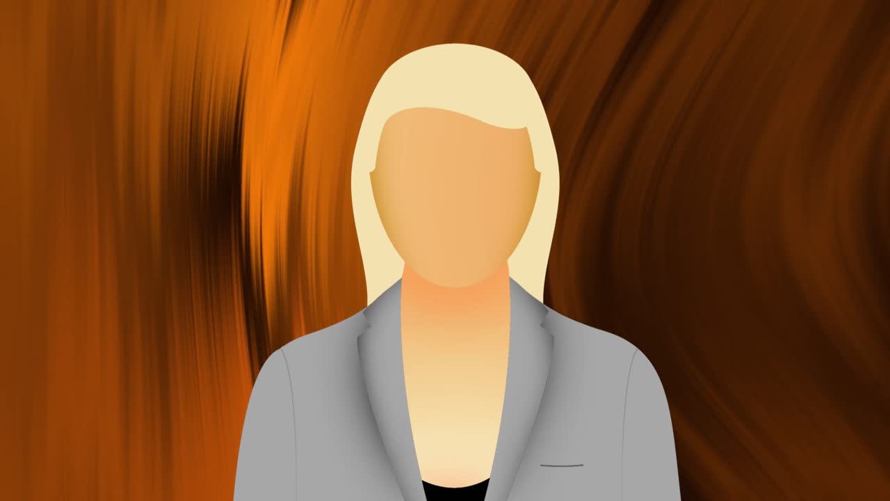 검은색 배경에 빛의 흔적 위에 사업가 아이콘의 애니메이션