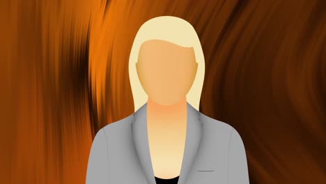animación del icono de la mujer de negocios sobre senderos de luz en fondo negro.