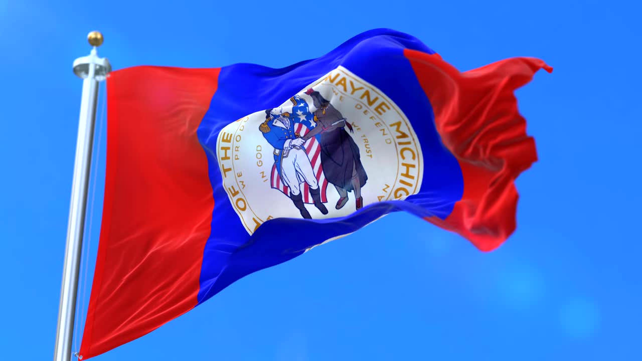 Flag of Wayne county, state of Michigan, in United States - loop