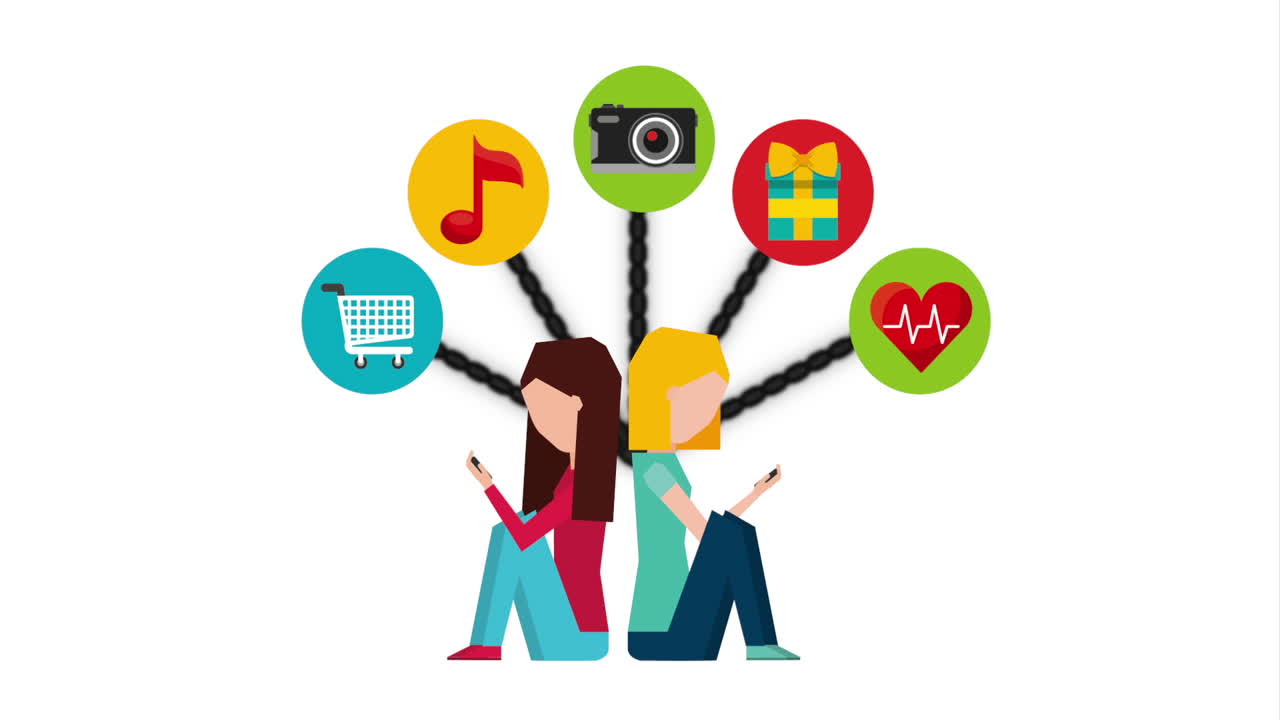 женщины, использующие смартфоны и цифровые развлечения