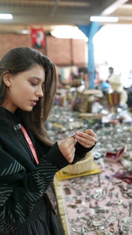 woman browsing through a flea market