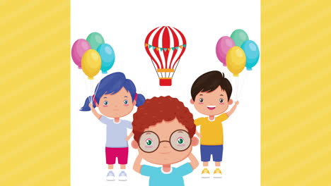 cute little kids with balloons helium characters