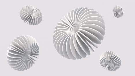 group of white circle shapes. abstract animation, 3d render.