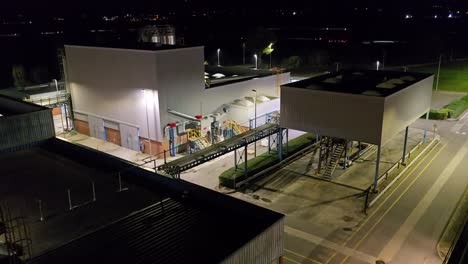 aerial view of a factory at night