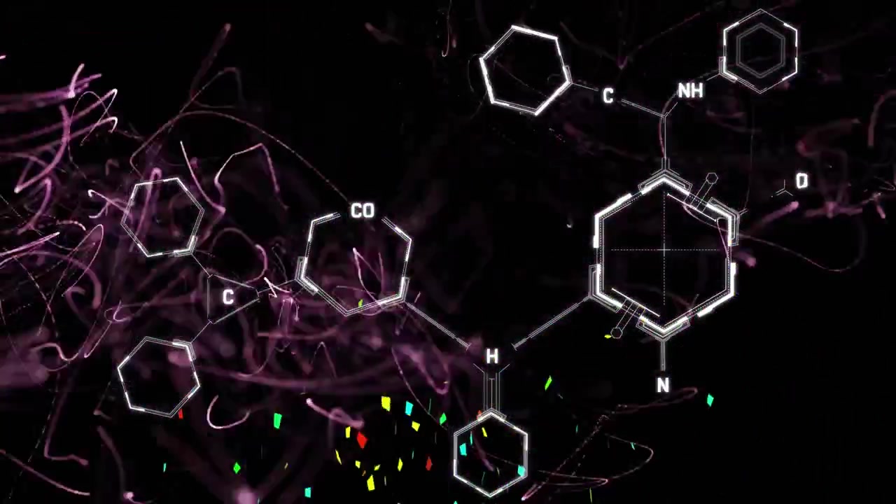 Animation of network of connections with chemical structures