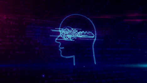 cyber privacy concept with key in head looping animation