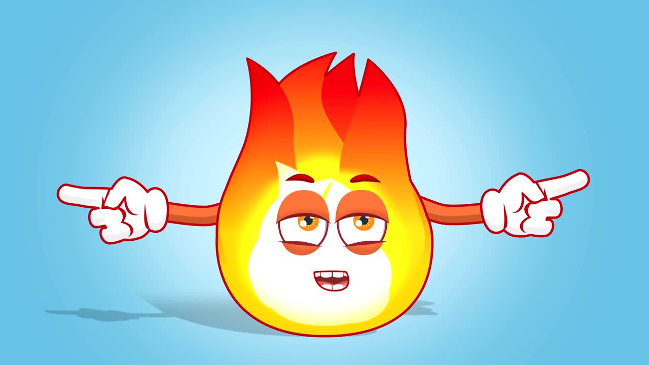 만화 불꽃 불행한 이중 측면 포인터 얼굴 애니메이션 알파 매트