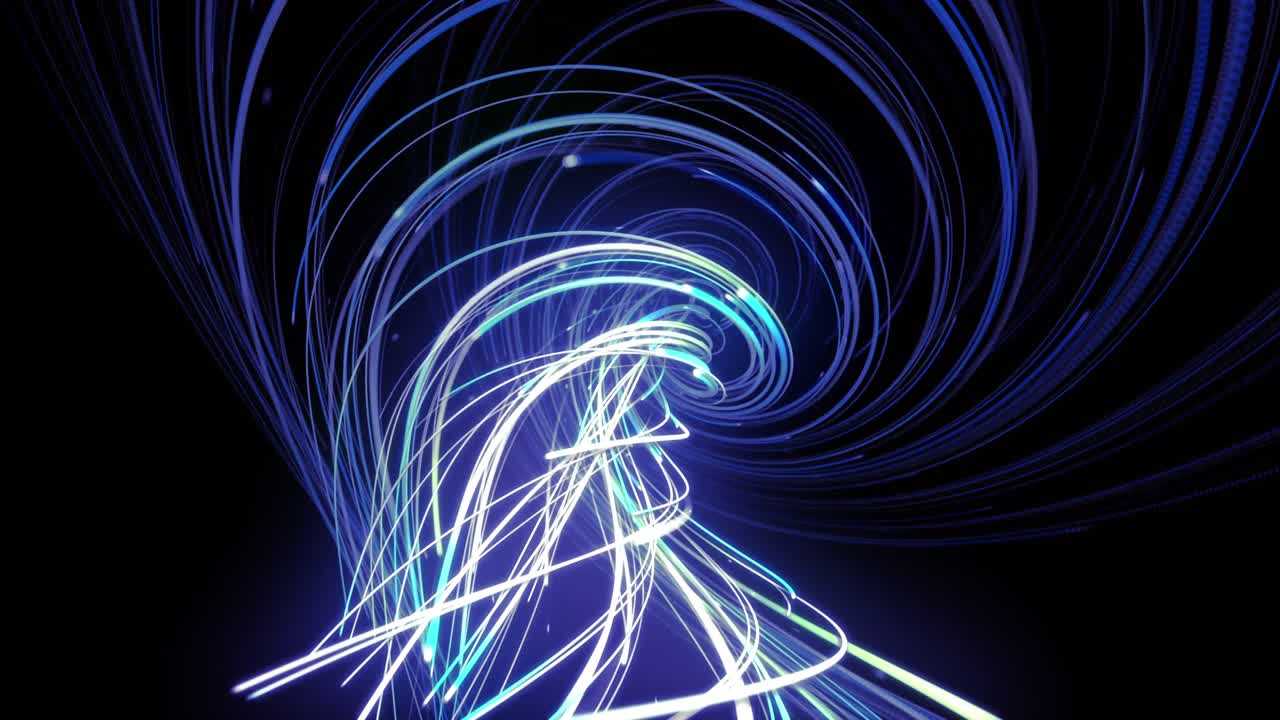 Animation of light trails over black background