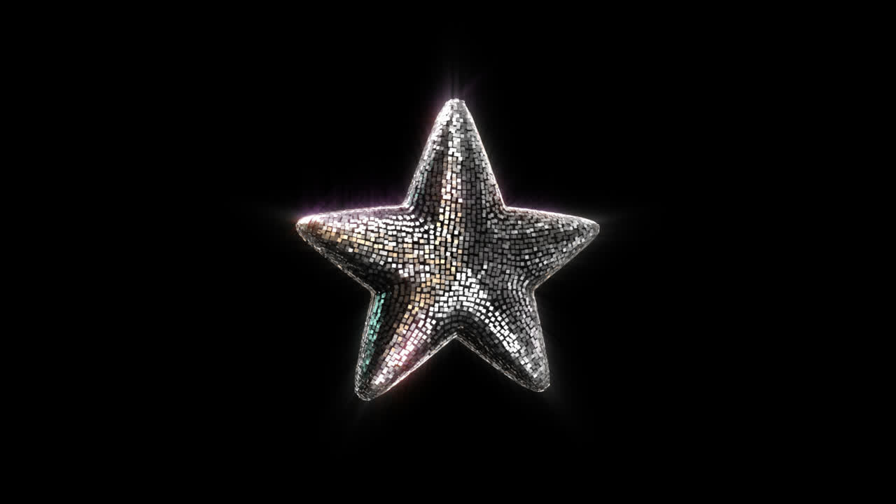 Stella da discoteca scintillante su sfondo nero