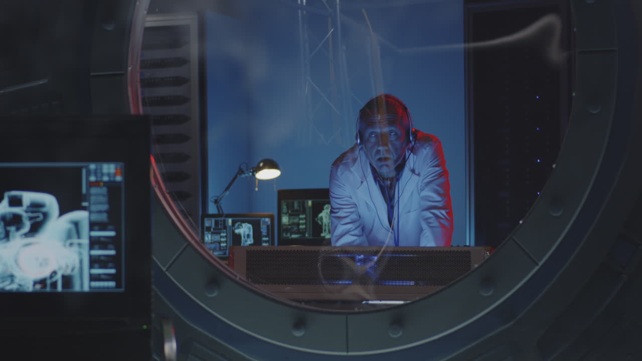 Scientist in a Futuristic Lab