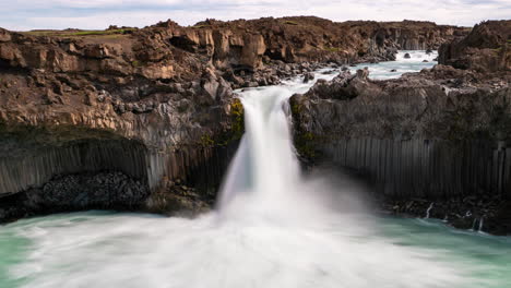 time lapse footage of the aldeyjarfoss waterfall in north iceland.