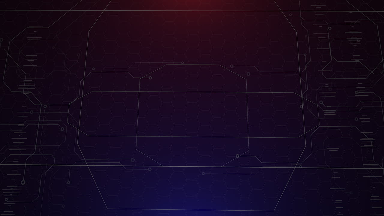 Cyberpunk animation with computer matrix and grid