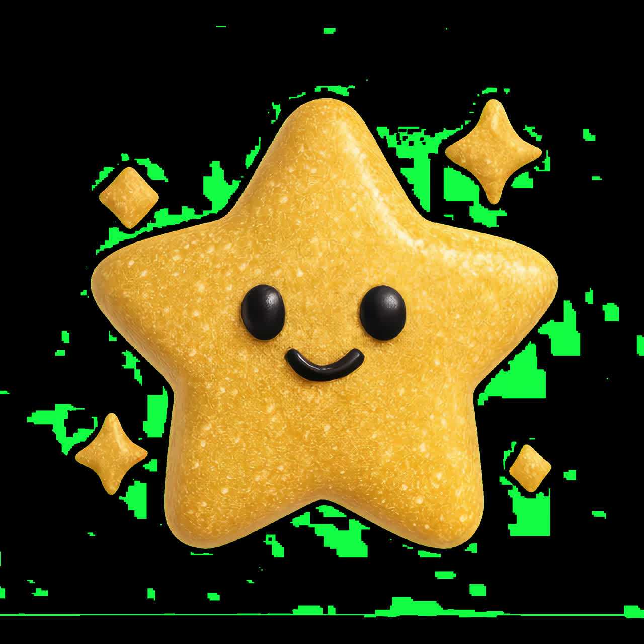 Cute smiling star illustration animation isolated asset, transparent 4K video, alpha channel, ProRes