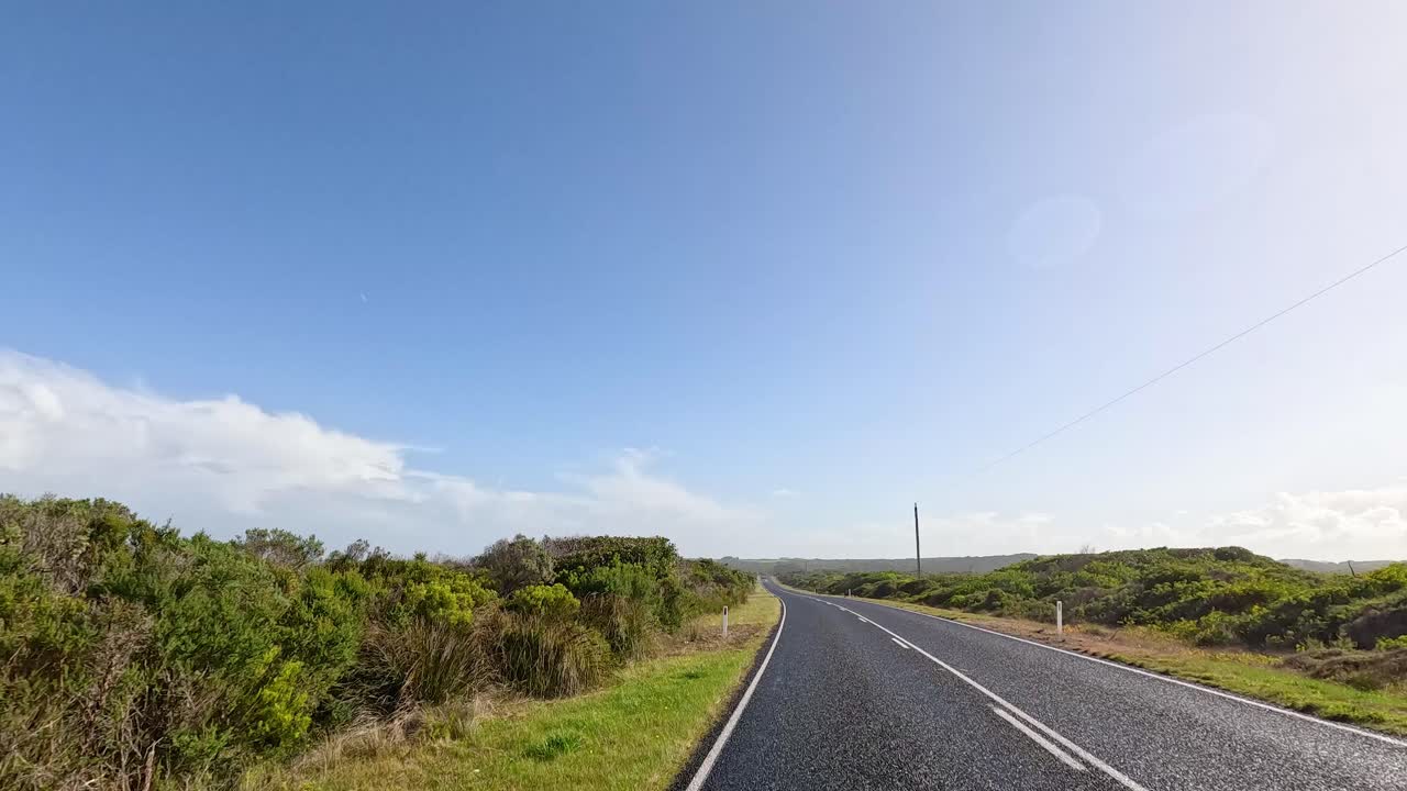 울창 한 초록색 을 가로질러 평화 로운 운전