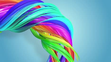 fantásticas y hermosas cintas de color arco iris retorcidas y dobladas, colorido fondo creativo con animación suave y suave de líneas y gradientes de color en 4k.