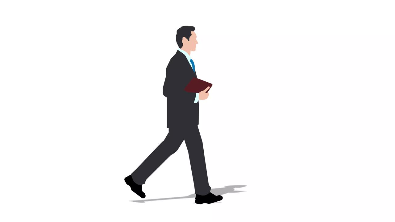 Walking business man cartoon animation. Loop animation ( 4K video ...