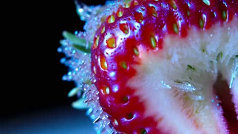 close-up of a frozen strawberry