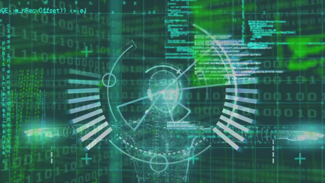 animación del procesamiento de datos sobre el escaneo del alcance