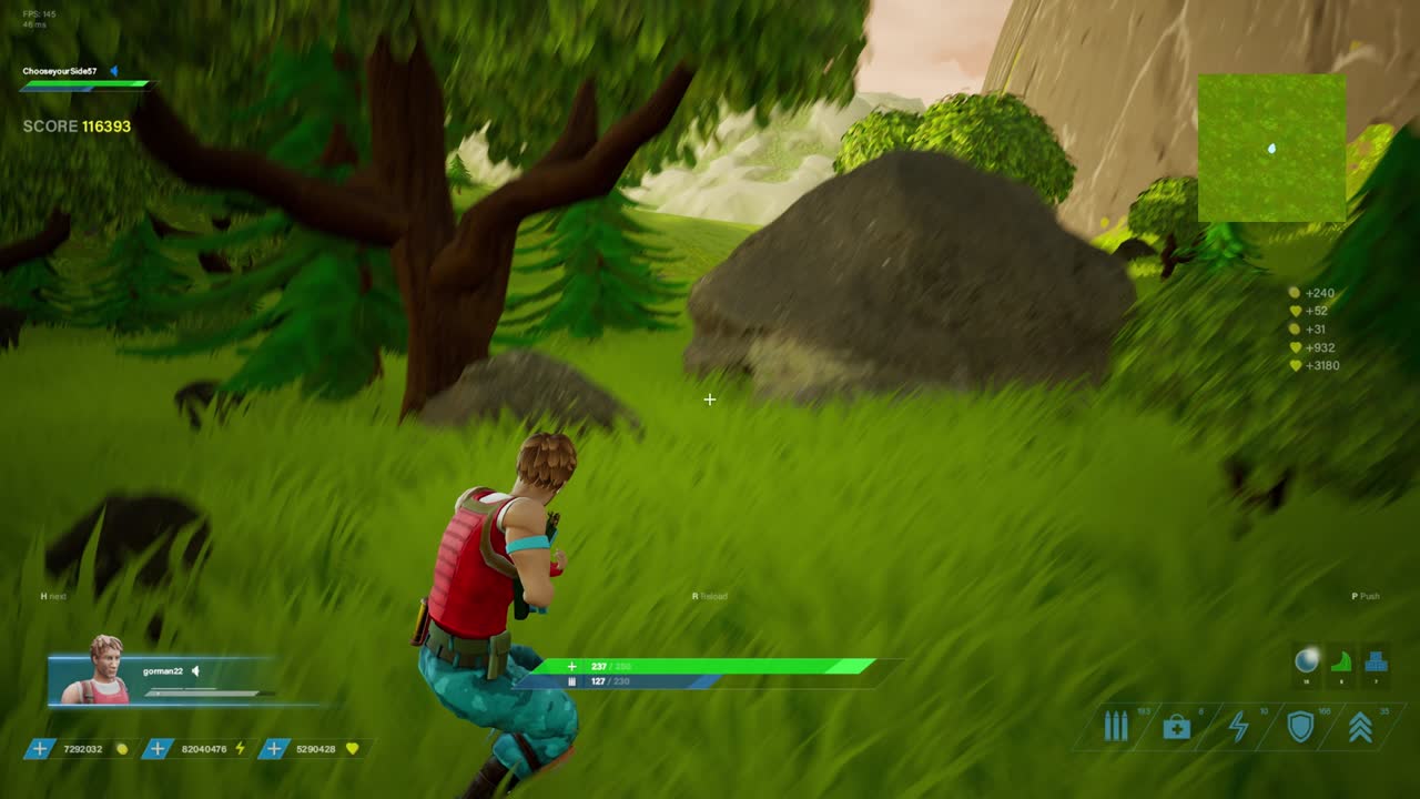Looped Video Game Mock-up Concept: Game play 3D Third Person Shooter Online Multiplayer Battle Royale. Fun Tactical Arcade with Hero Characters Running, Fighting, Shooting Guns. Cyber Championship