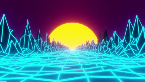 digitaler abstrakt 3d-animations-hintergrund aus den 80ern.