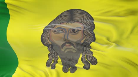 penza oblast (federal subject of russia) flag waving in the wind with highly detailed fabric texture. seamless loop