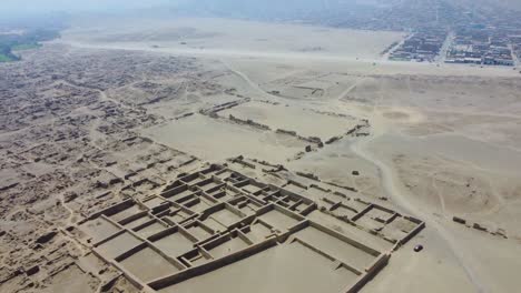 Drone-video-of-ancient-archaeological-site-of-"Cajamarquilla"-in-Lima,-Peru