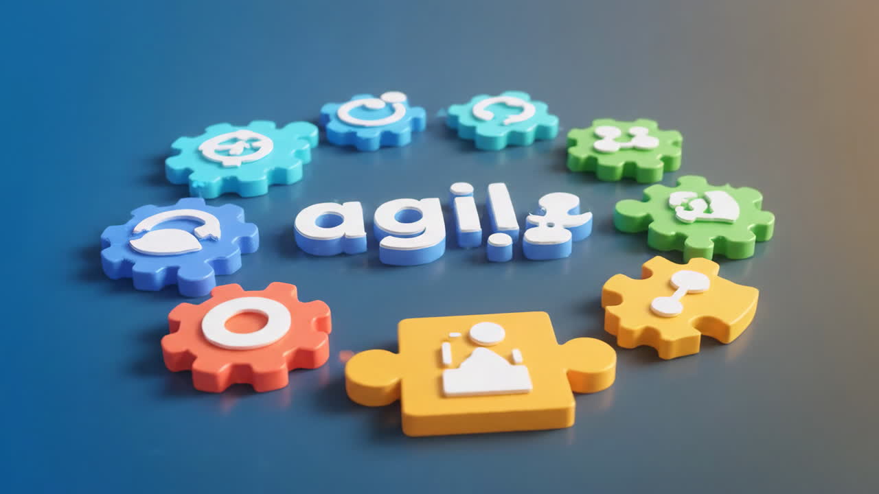 Agile Methodology Concept with Gears and Icons