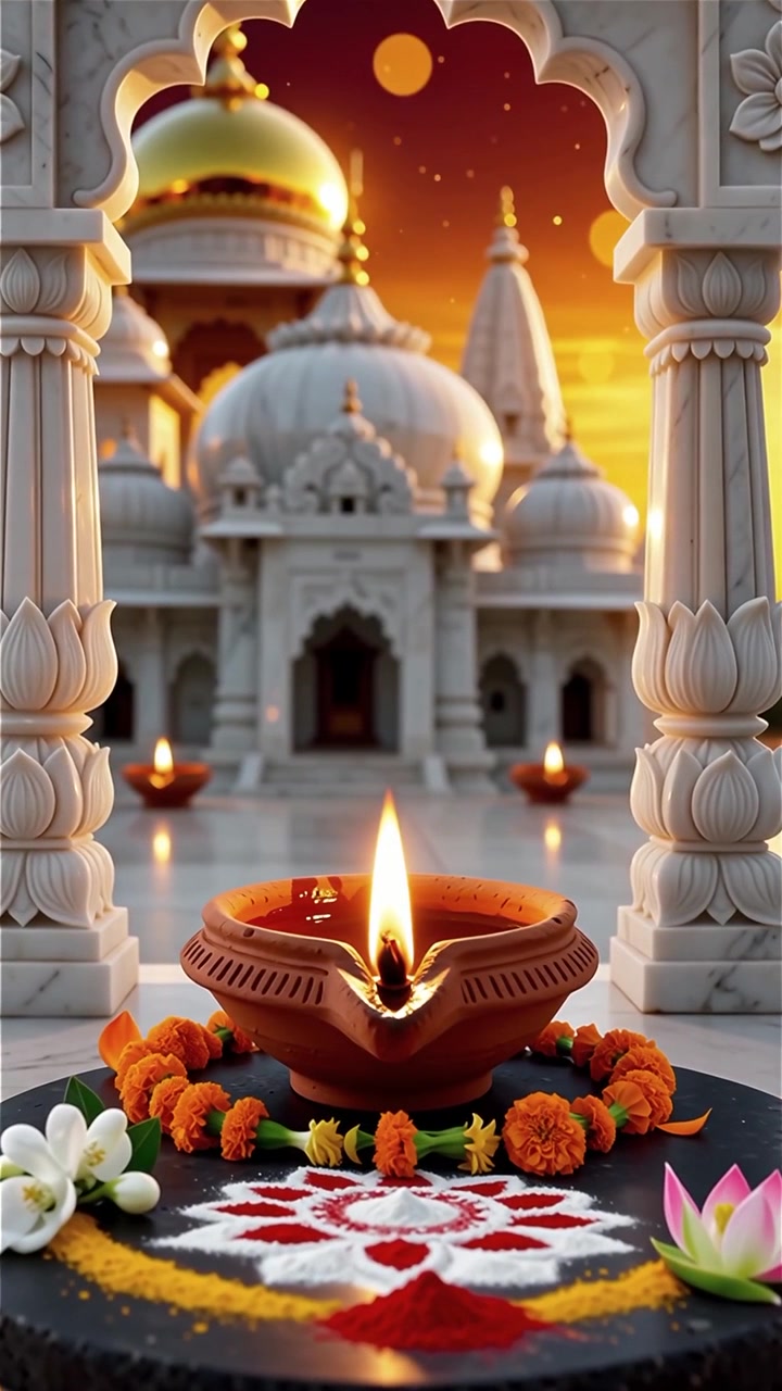 Sfondo del Festival Diwali con lanterne e decorazioni tradizionali Diyas.